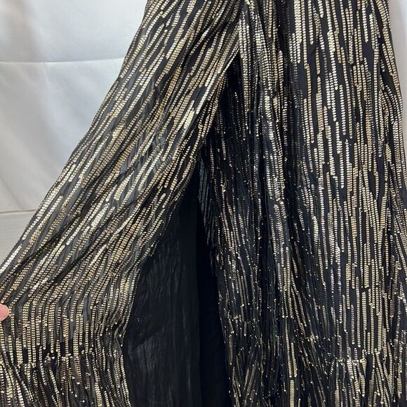 Ba&sh Nixon Metallic Silk Blend Empire Gown size small Black gold- Repaired - Picture 12 of 16